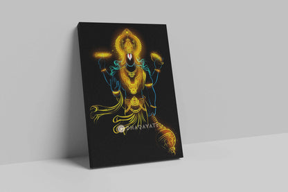 The Supreme Protector: Lord Vishnu with Shankha, Chakra, and Gada | Divine Canvas Art