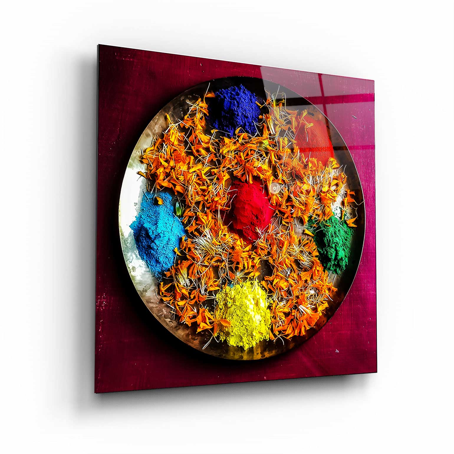 Vibrant Hues: Colors of Holi Glass Wall Art for Festive Cheer