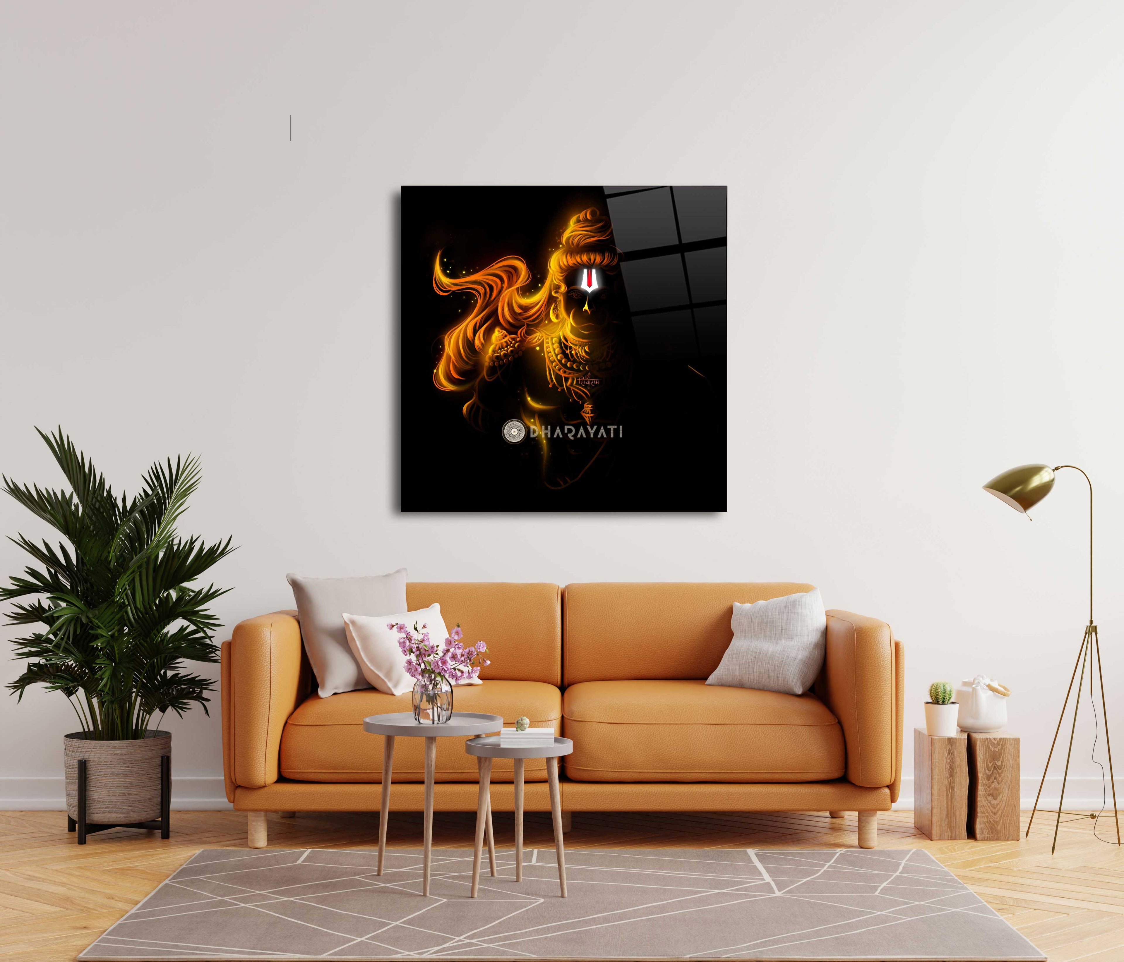 Lord Hanuman Glass Wall Art - Channel the Strength and Devotion of the Divine Monkey God