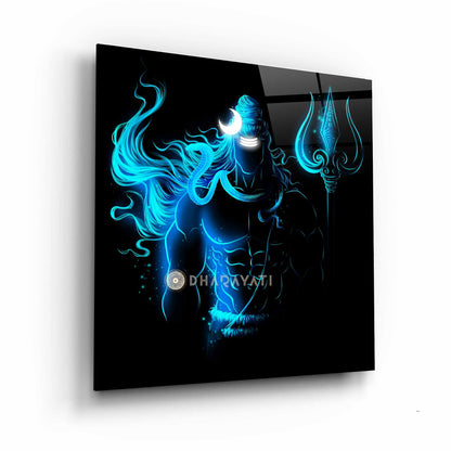 Sacred Lord Shiva With Trishul Glass Wall Art - Enhance Your Space with Divine Power