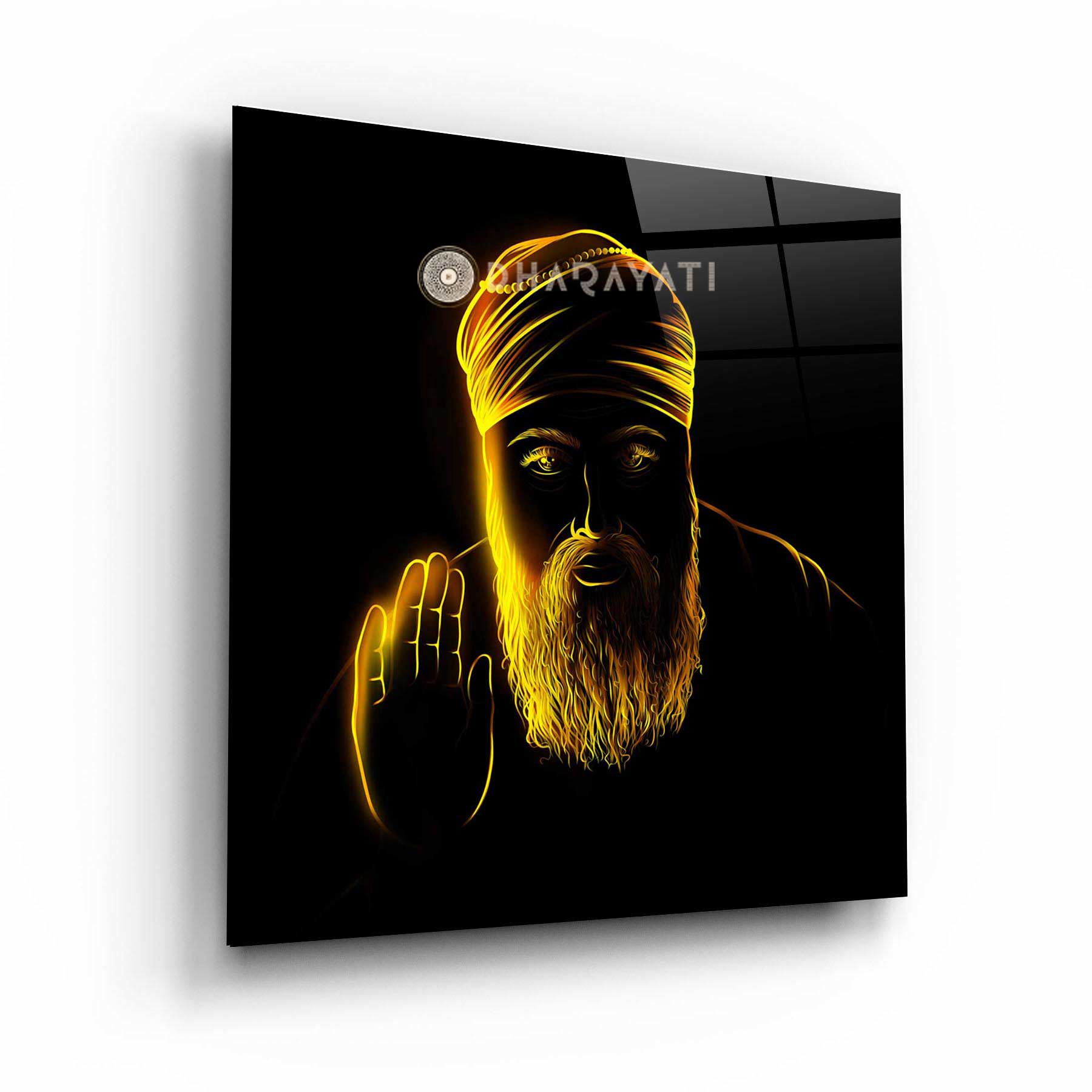 Gurunanak Ji: Enlightening Presence - Glass Wall Art for Spiritual Inspiration