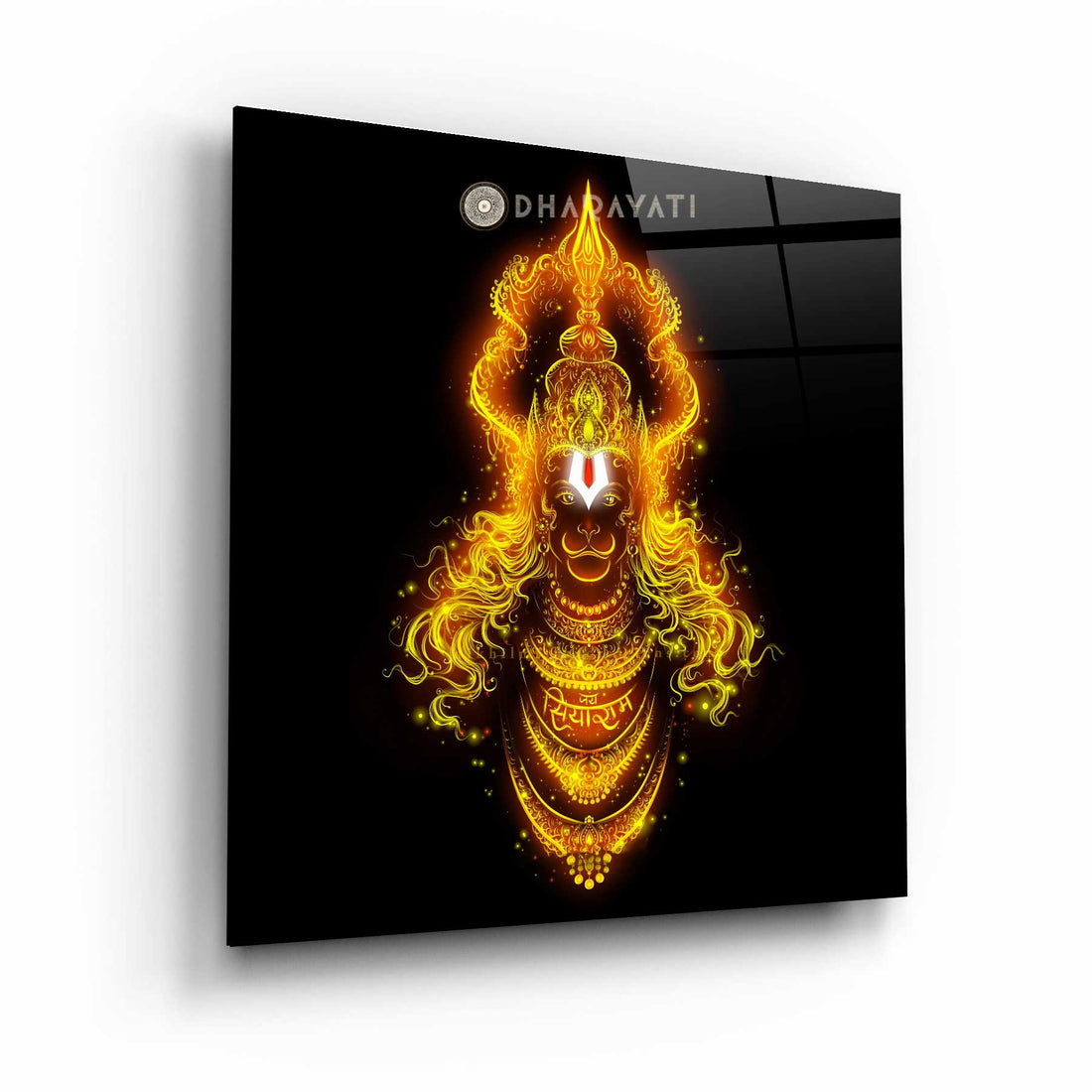 Lord Hanuman Ji Glass Wall Art - Invoke the Sacred Strength