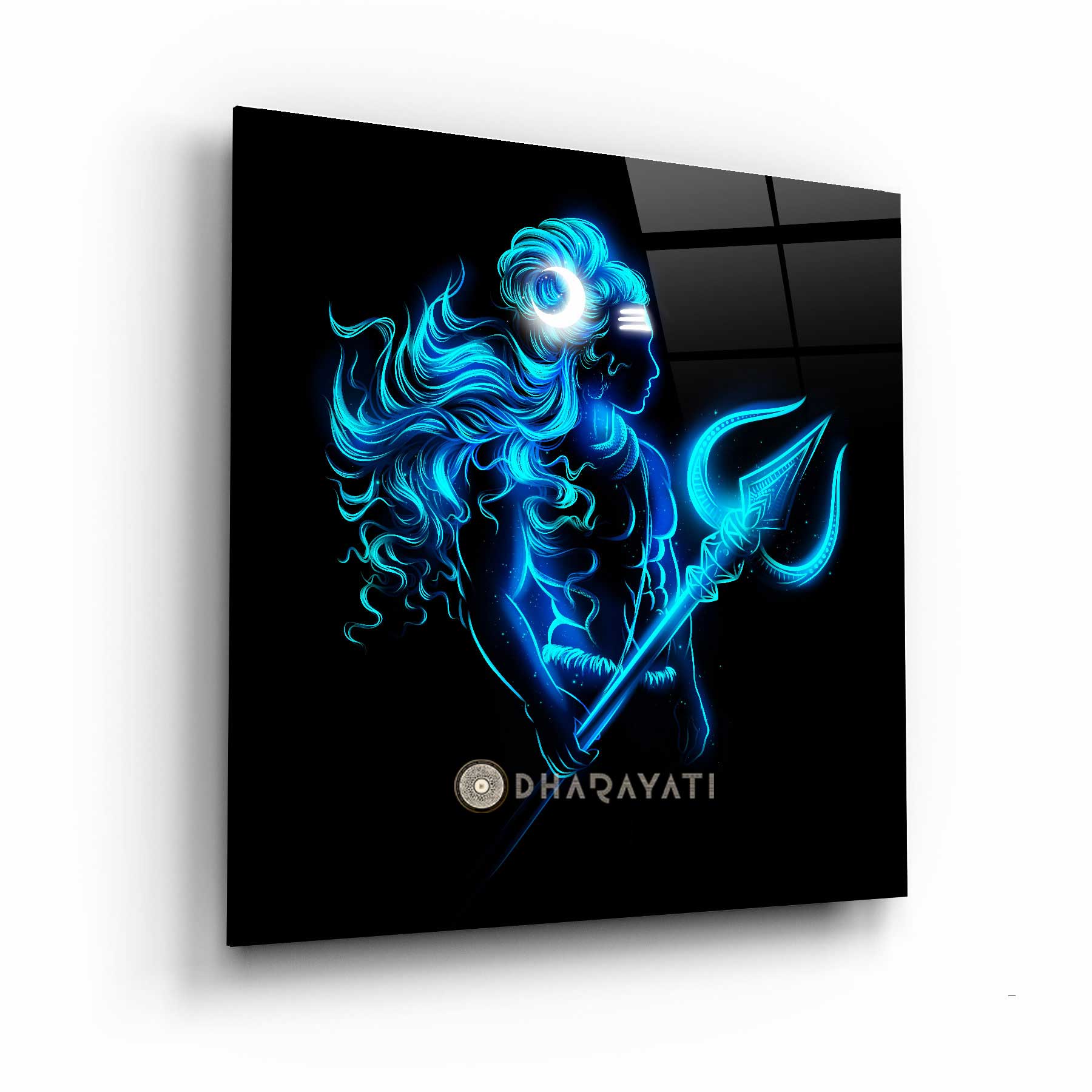 Shiva With Trishul | Glass Wall Art