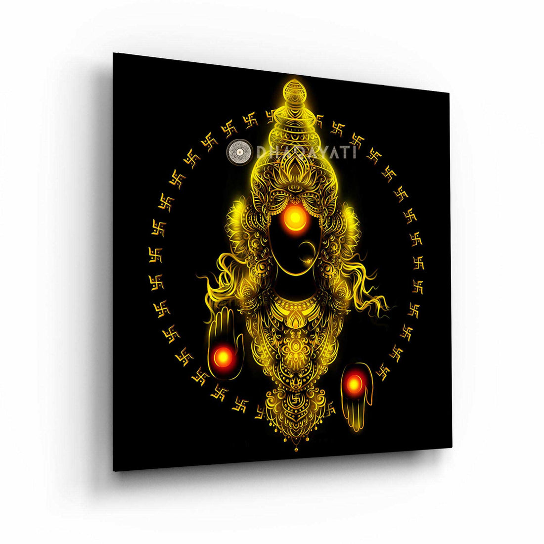 Maa Lakshmi: Graceful Goddess of Wealth - Glass Wall Art