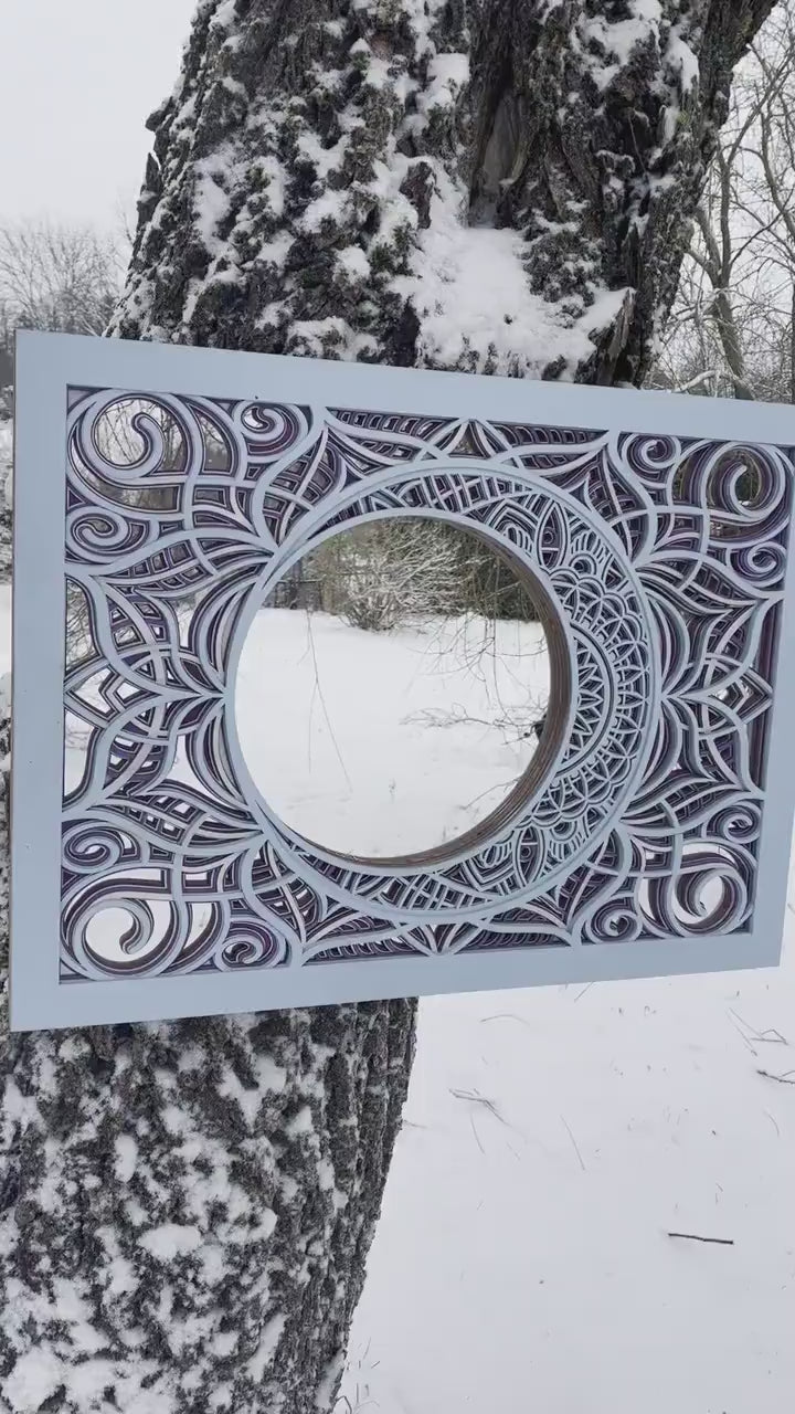 Moon Mirror Wall Hanging |  Wooden Wall Decor