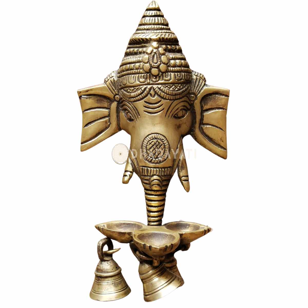 Brass Ganesha Wall Hanging With Bells