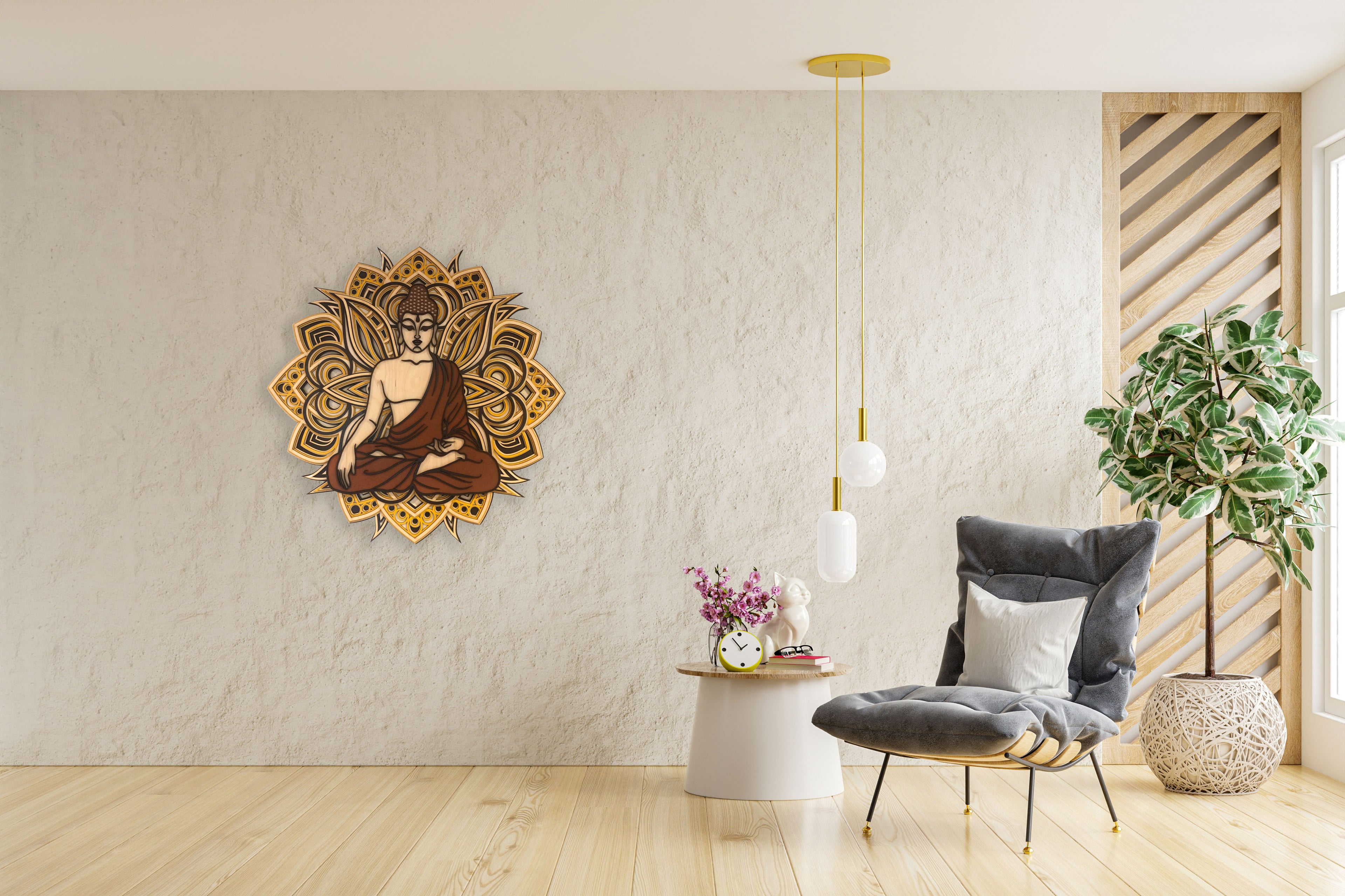 Buddha Taoist Zen Mandala | Wooden Wall Decor