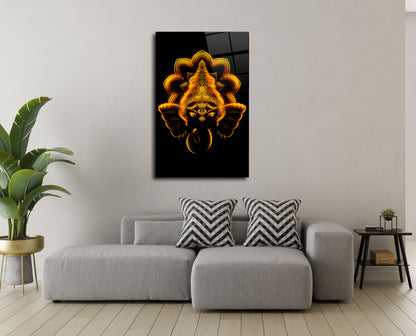 Ganesha Face with Black Background Glass Wall Art - Embrace Divine Energy