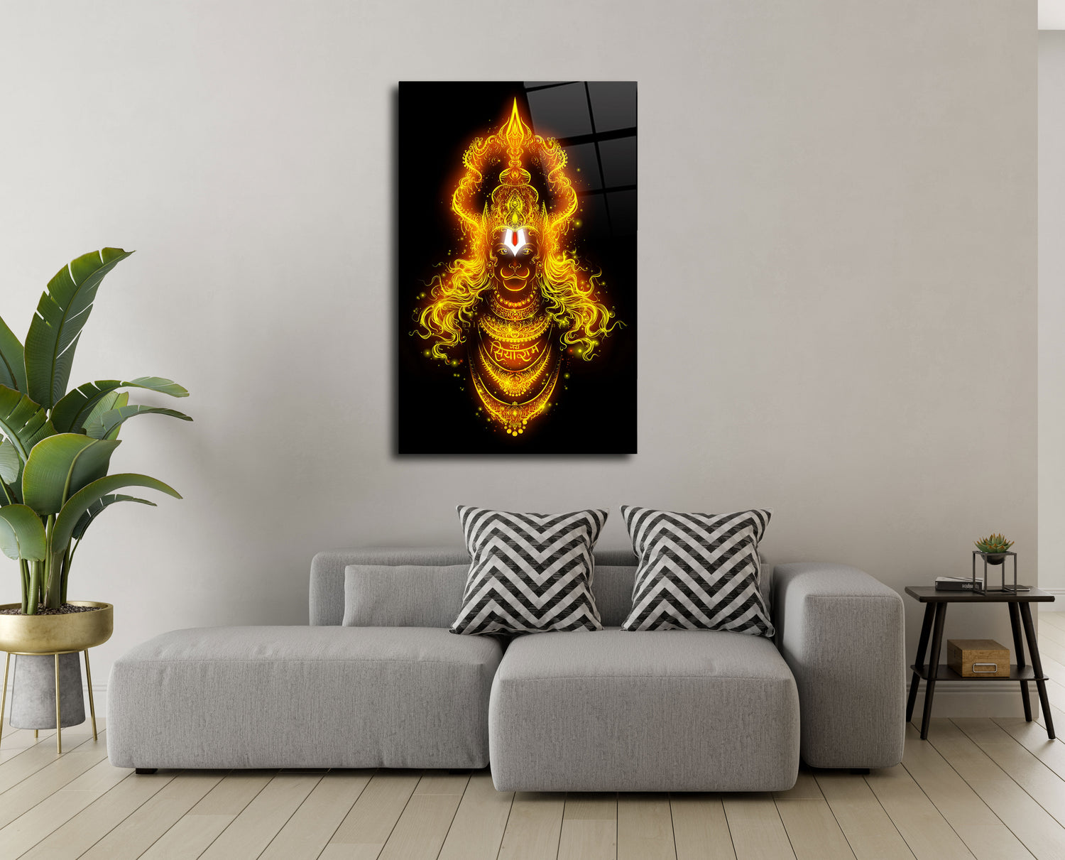 Lord Hanuman Glass Wall Art - Divine Strength and Devotion