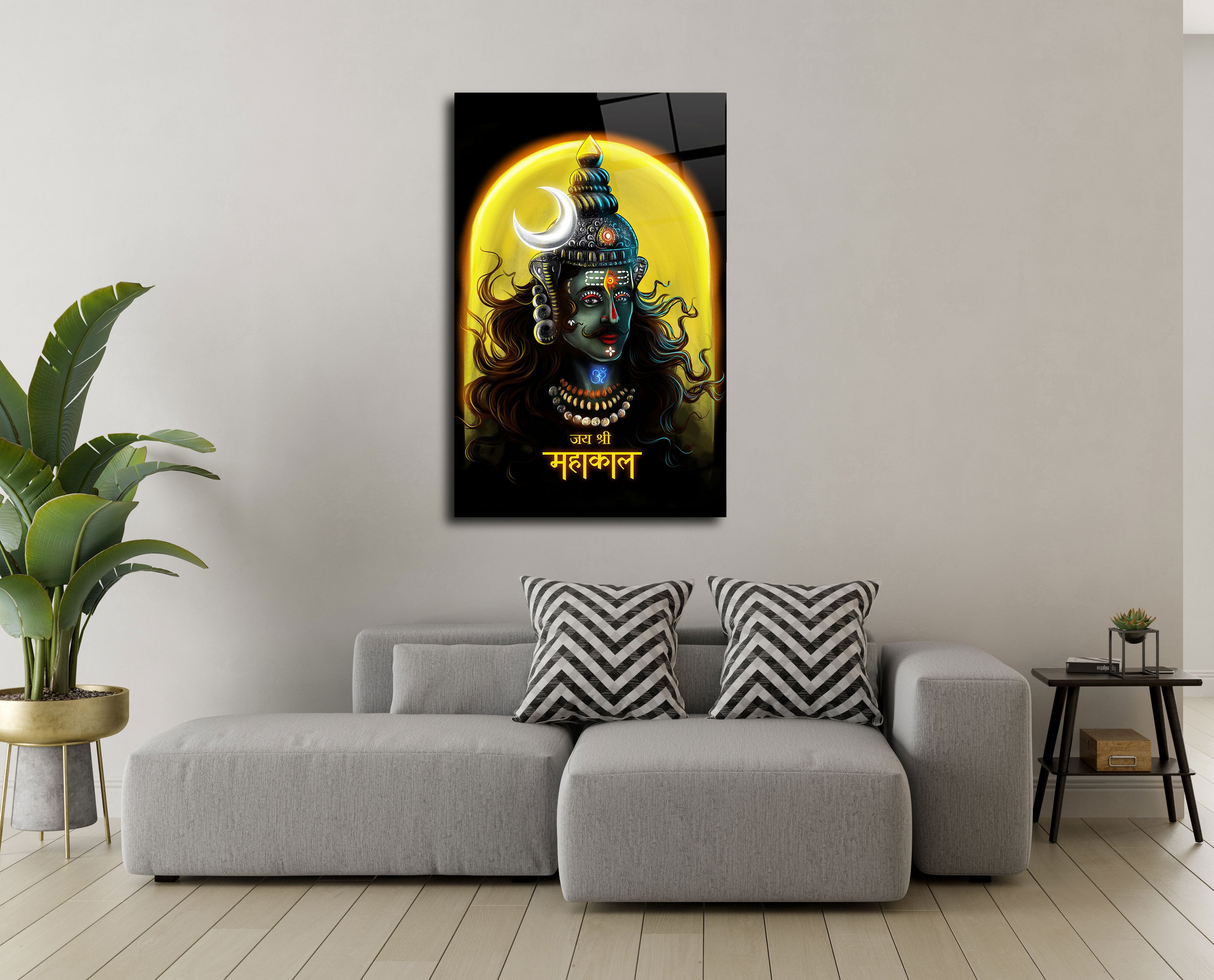 Jai Shree Mahakal Glass Wall Art | Divine Home Decor