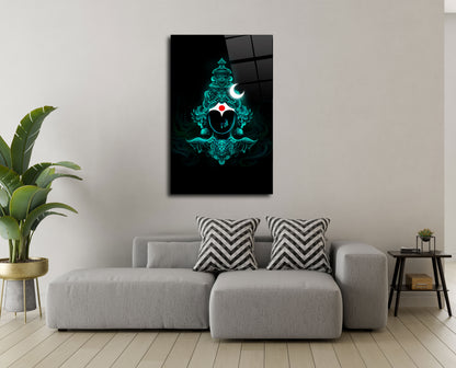 Devi Teal with Moon Glass Wall Art - Embrace the Divine Aura