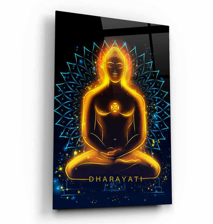 Mahaveer Ji Glass Wall Art - Embrace the Enlightened Presence