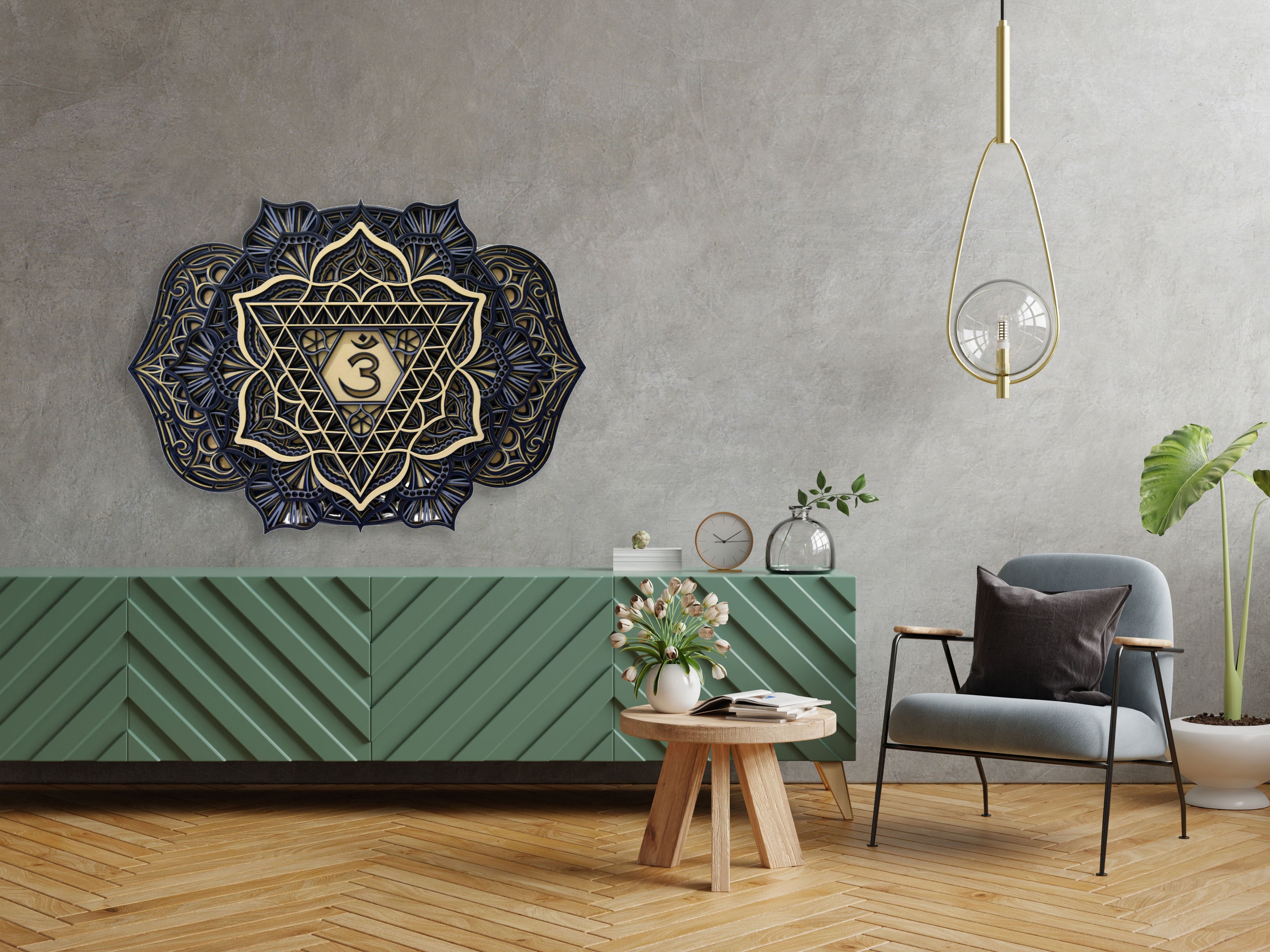 Third Eye Chakra, Geometric |  Wooden Wall Decor