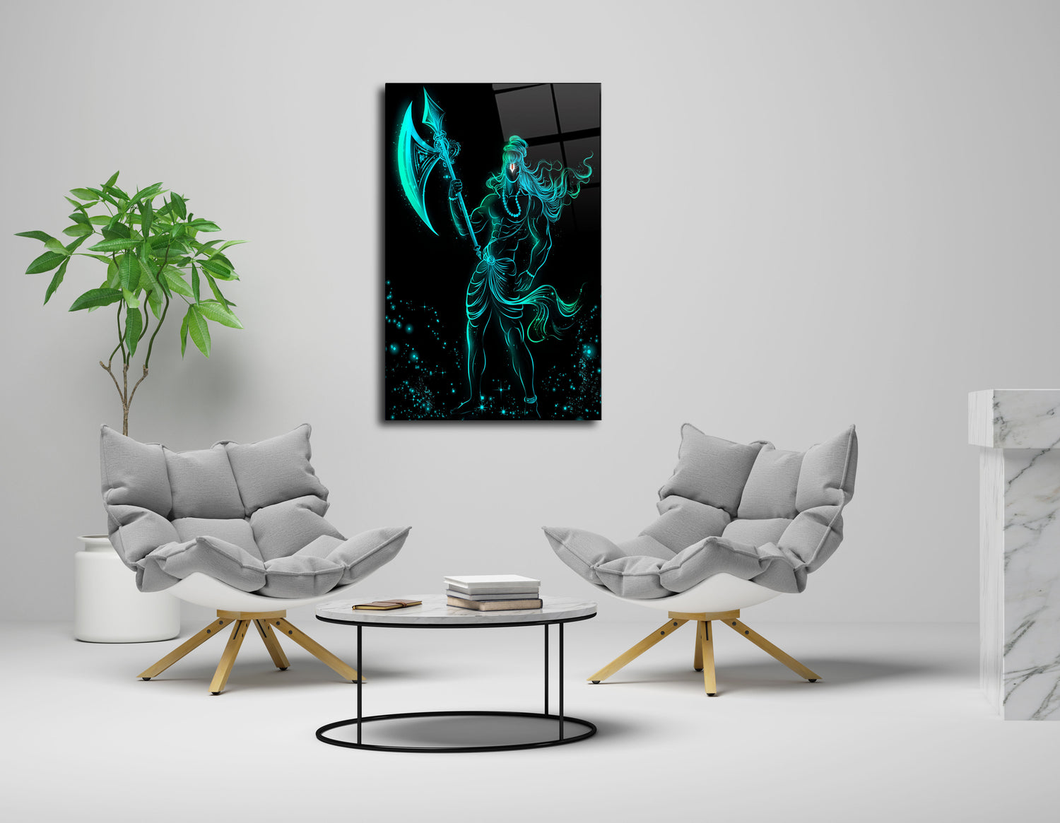 Unleash the Mighty Power: Parashurama with Axe Glass Wall Art