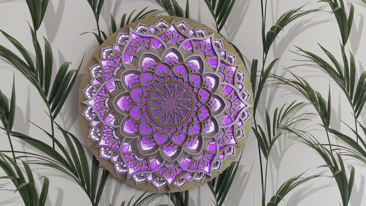 Geometry Mandala Wall Art Glowing LED Wall hanging |  Wooden Wall Decor