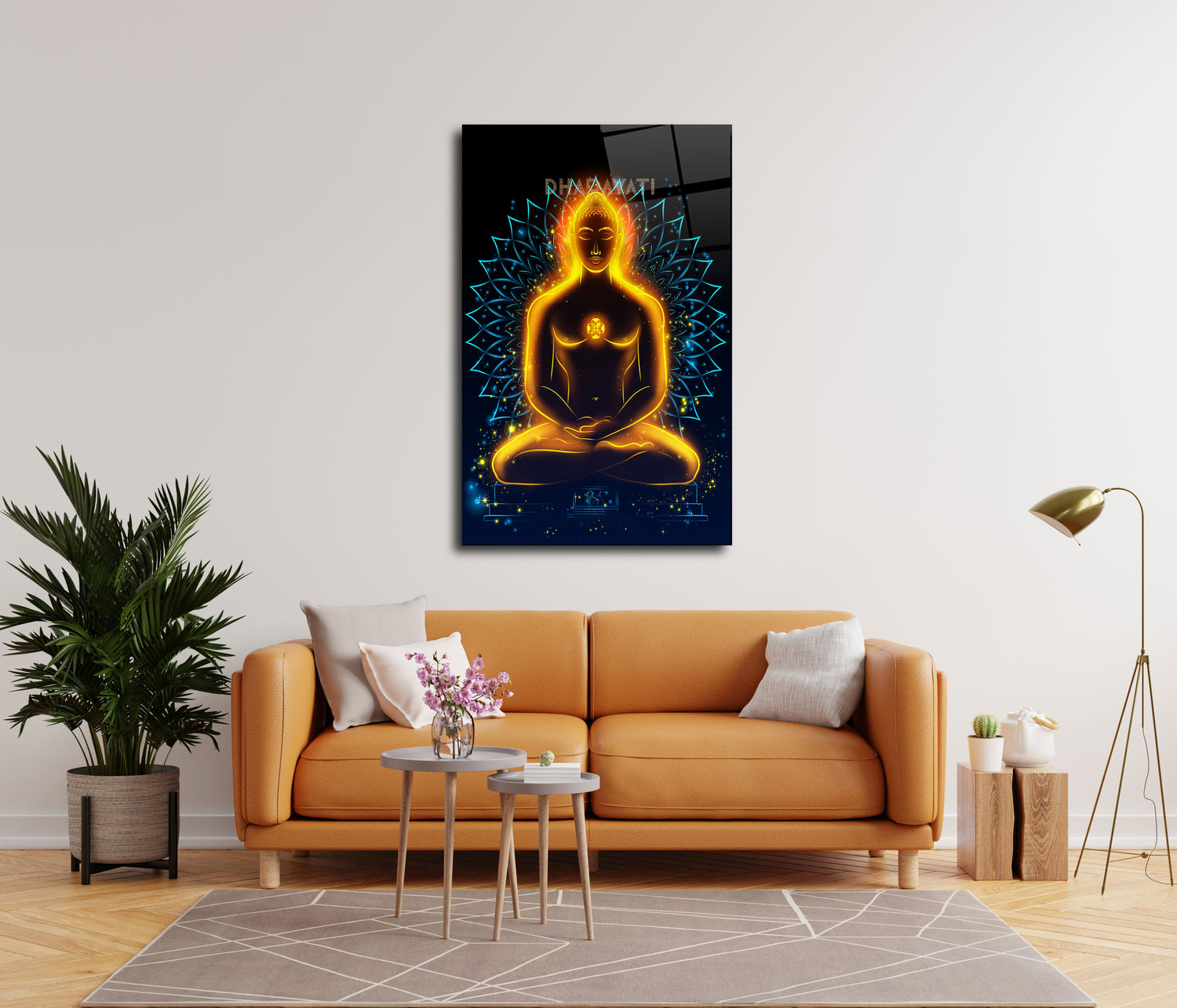 Mahavir in Meditation Glass Wall Art - Serene Enlightenment