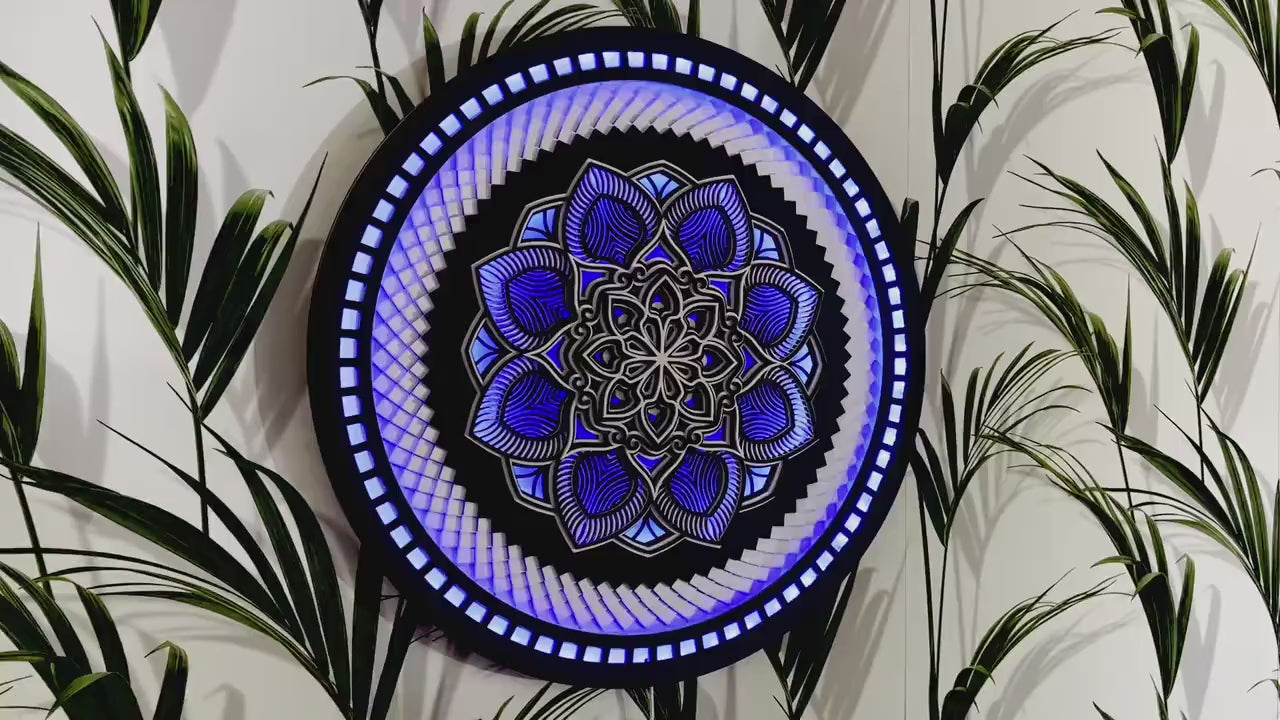 Color Changing Mandala Wall Art LED Wall Hanging |  Wooden Wall Decor