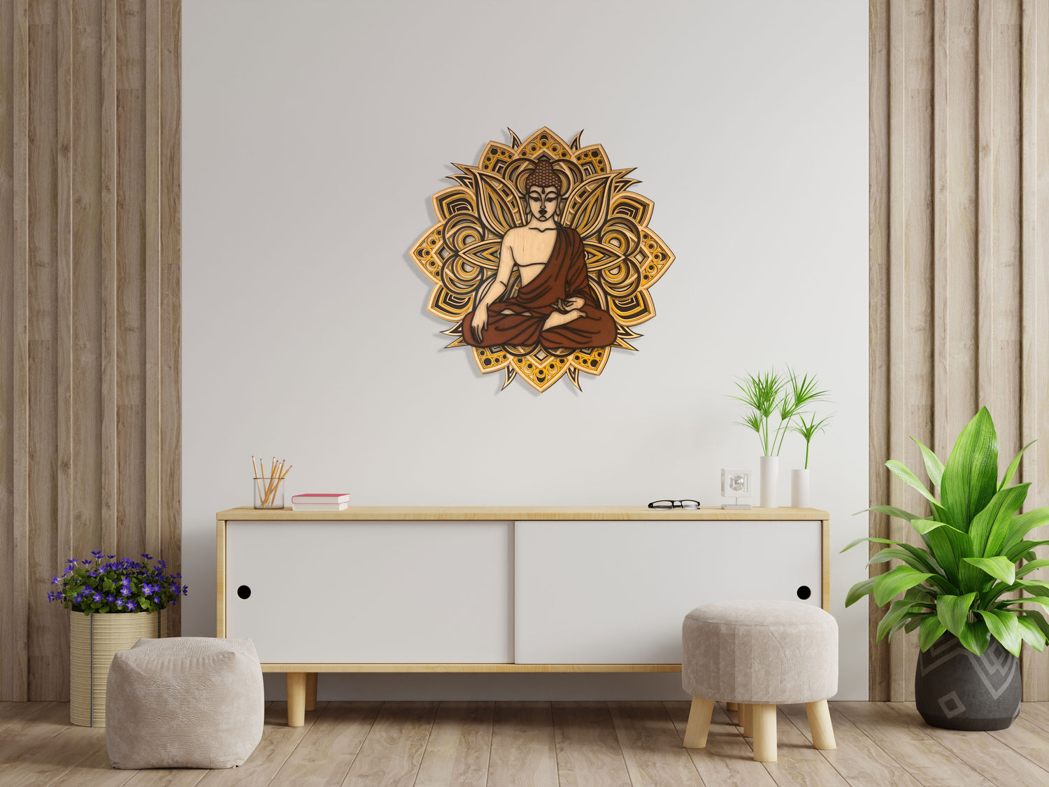 Buddha Taoist Zen Mandala | Wooden Wall Decor