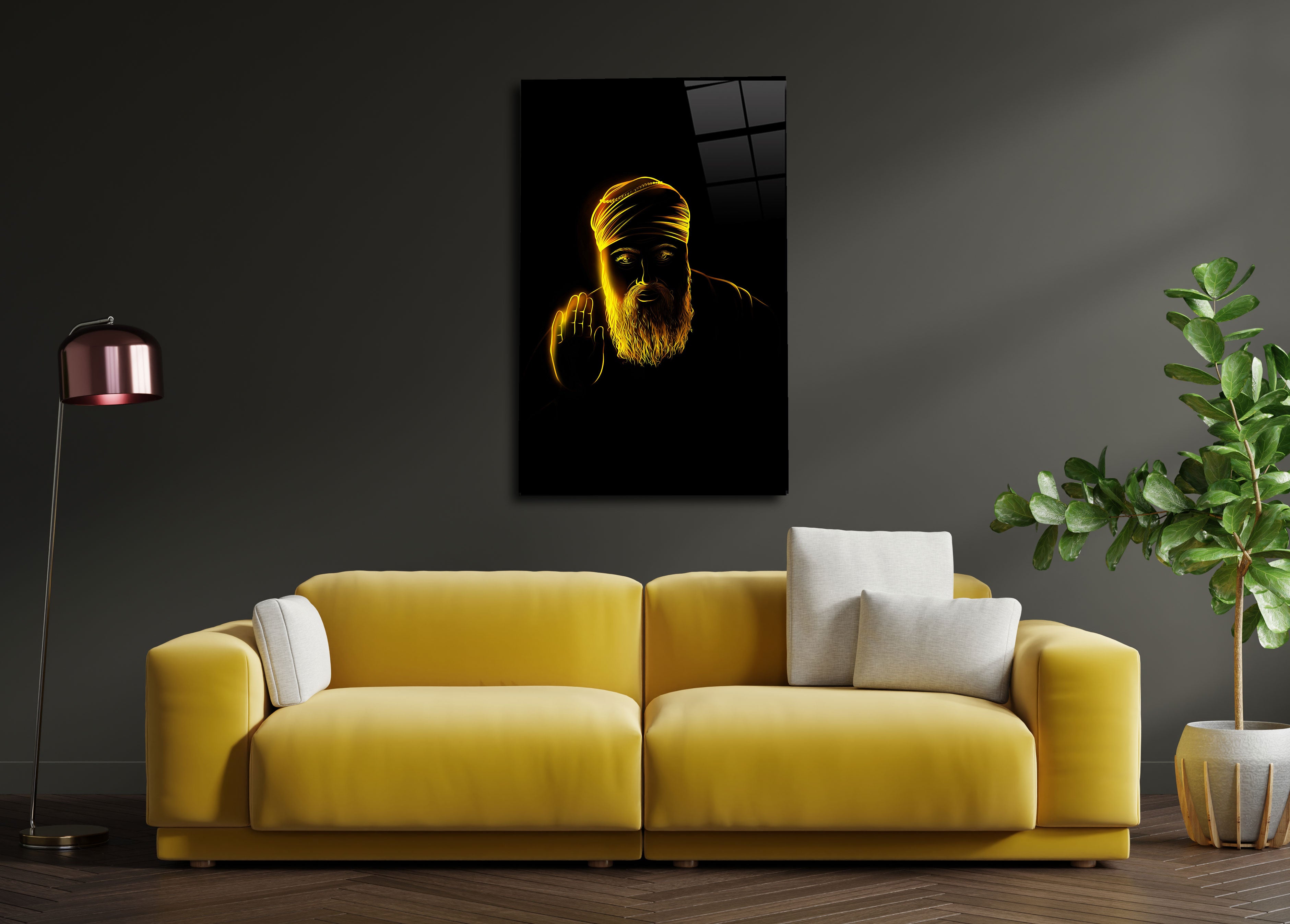 Guru Nanak Ji Glass Wall Art - Embrace Divine Enlightenment