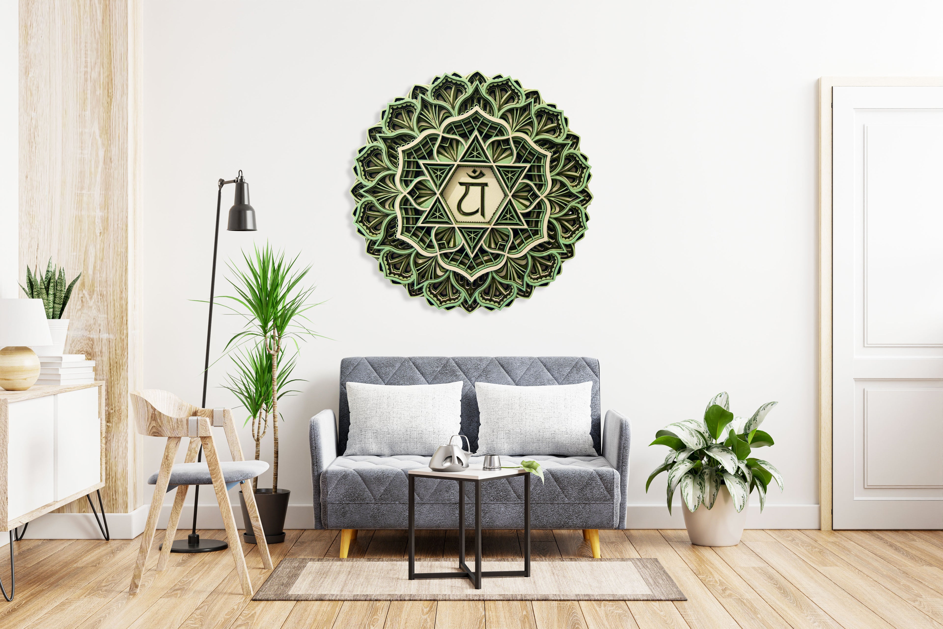 Heart Chakra, Geometric |  Wooden Wall Decor