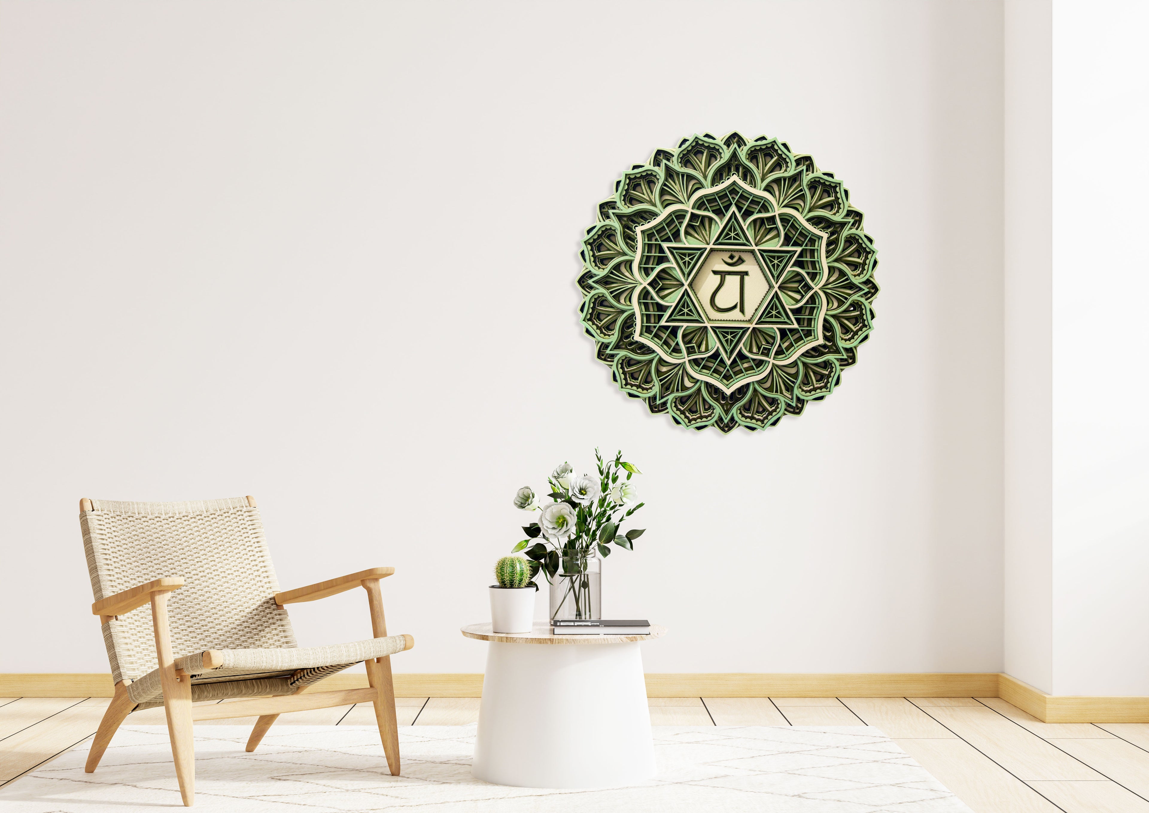 Heart Chakra, Geometric |  Wooden Wall Decor