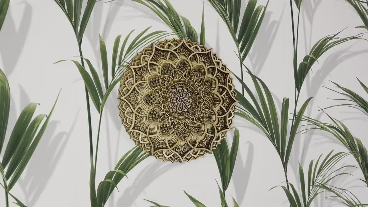 Star Design In Circle Floral Geometric Design | Wooden Wall Decor