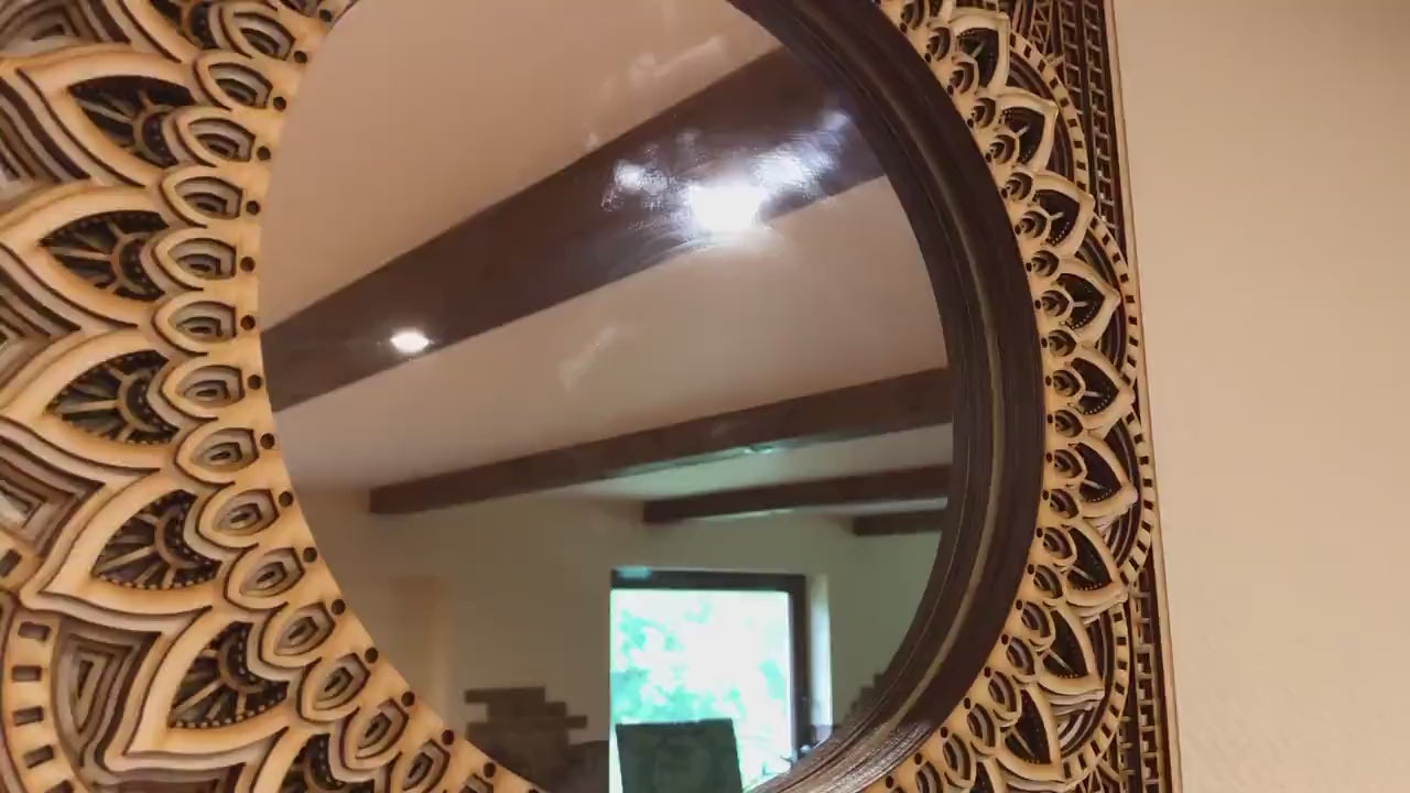 Ornate Wooden Mirror |  Wooden Wall Decor