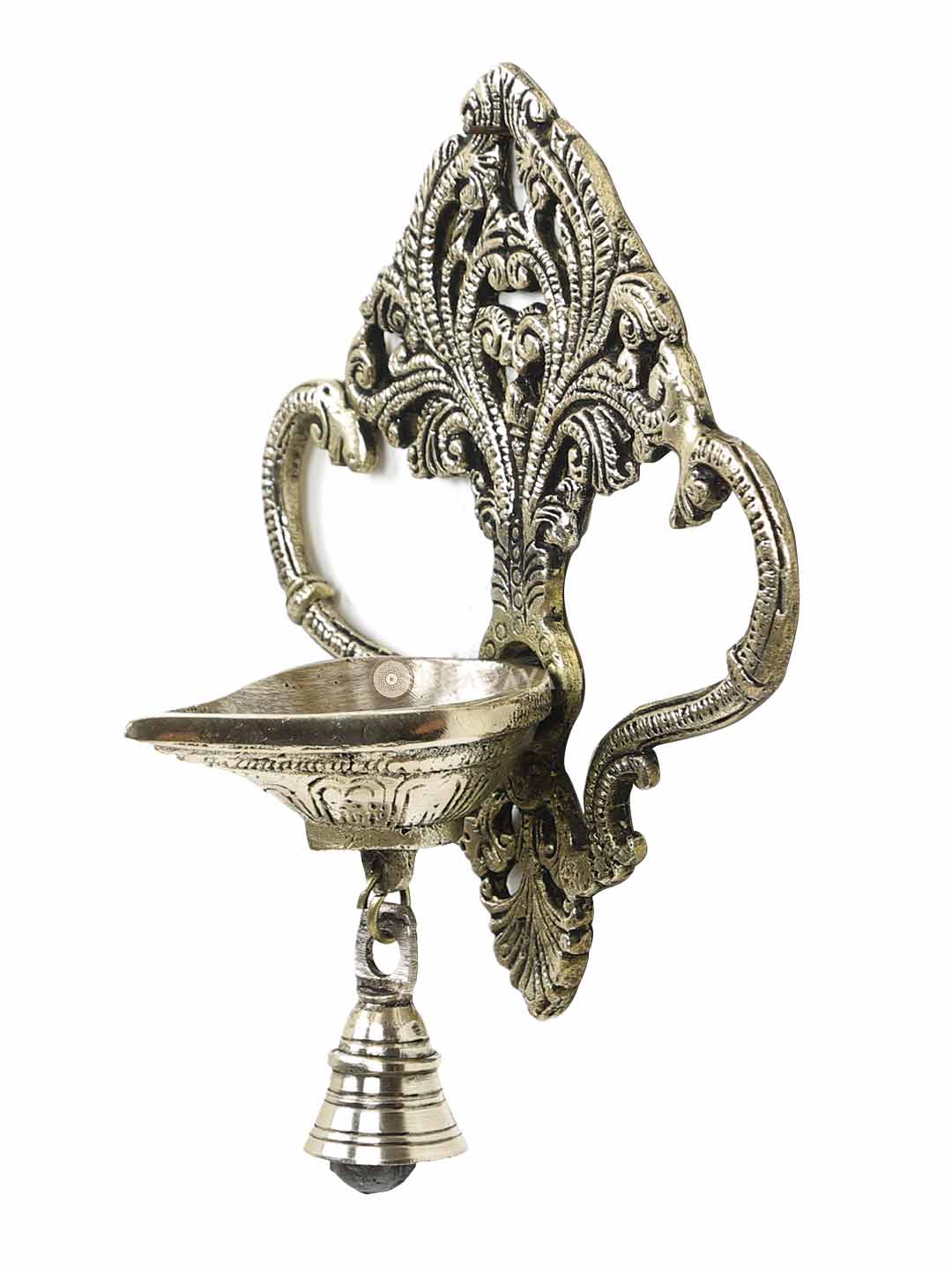 Antique Brass Wall Hanging Diya With Bell