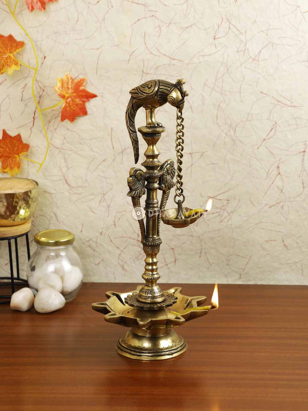 Big Twin Parrot Lamp With Chain Diya