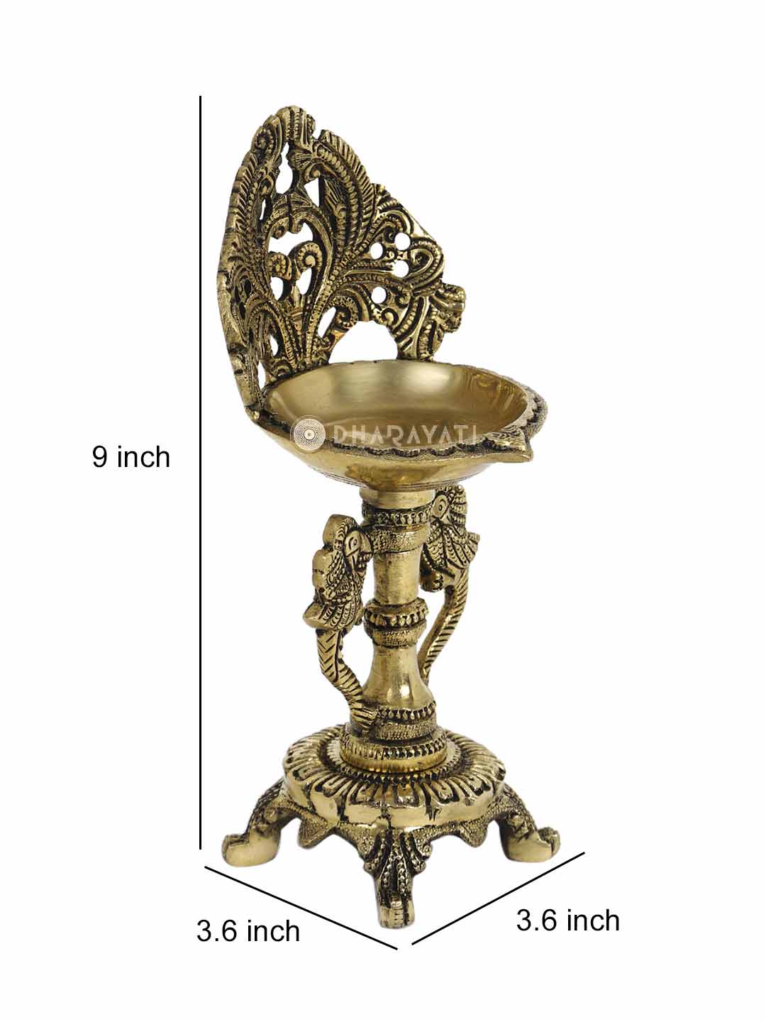 Bird Design Diya Decorative Brass Figurine