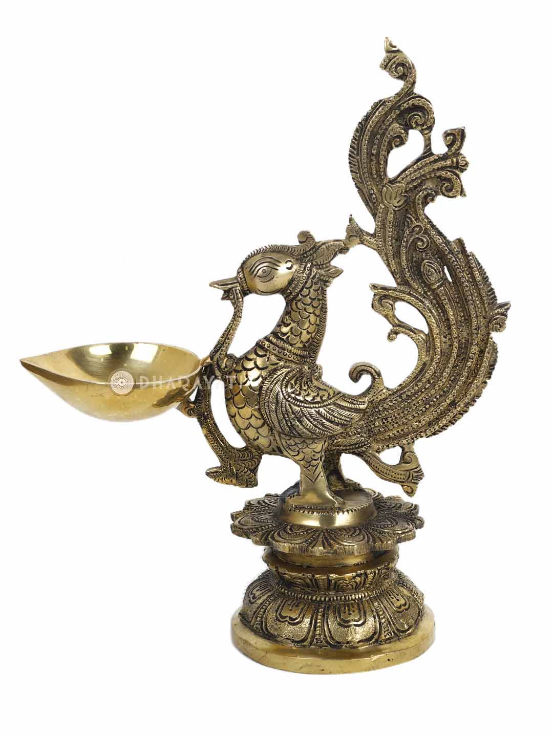 Bird Brass Lamp Pooja Decor