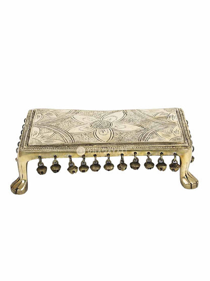 Big Flower Chowki With Ghungroo Decorative Brass