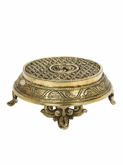 Brass Flower Chowki With Ghungroo Decorative