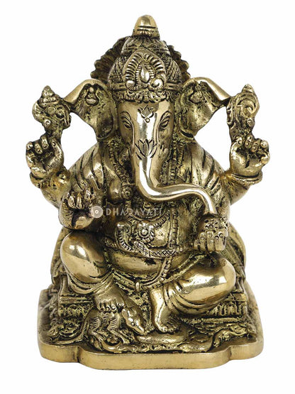 Big Ganesh 4 Hands Decorative Brass Figurine