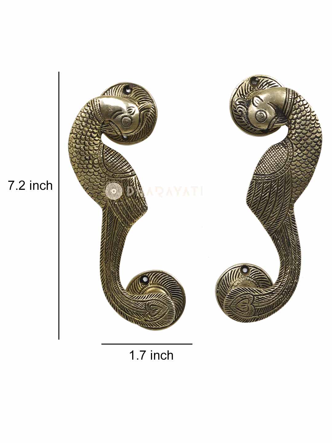 Bird Design  Door Handle Pair Decorative Brass