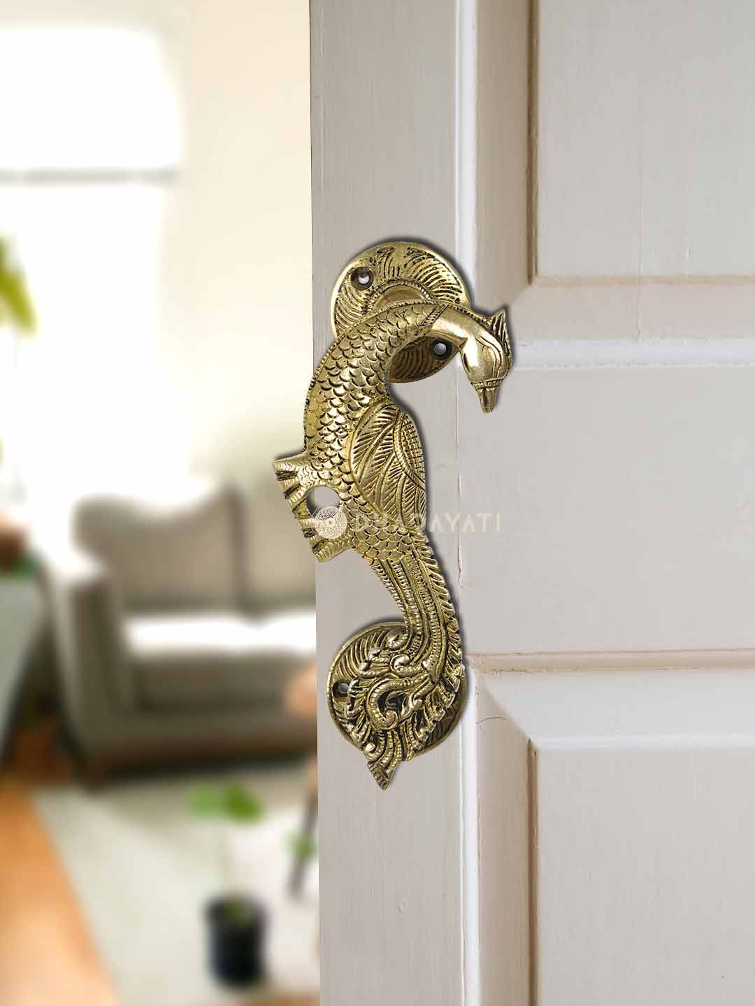 Bird Door Handle Decorative Brass