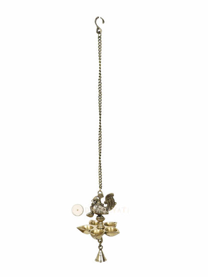 Brass Pancham Chain Bird Hanging Diya