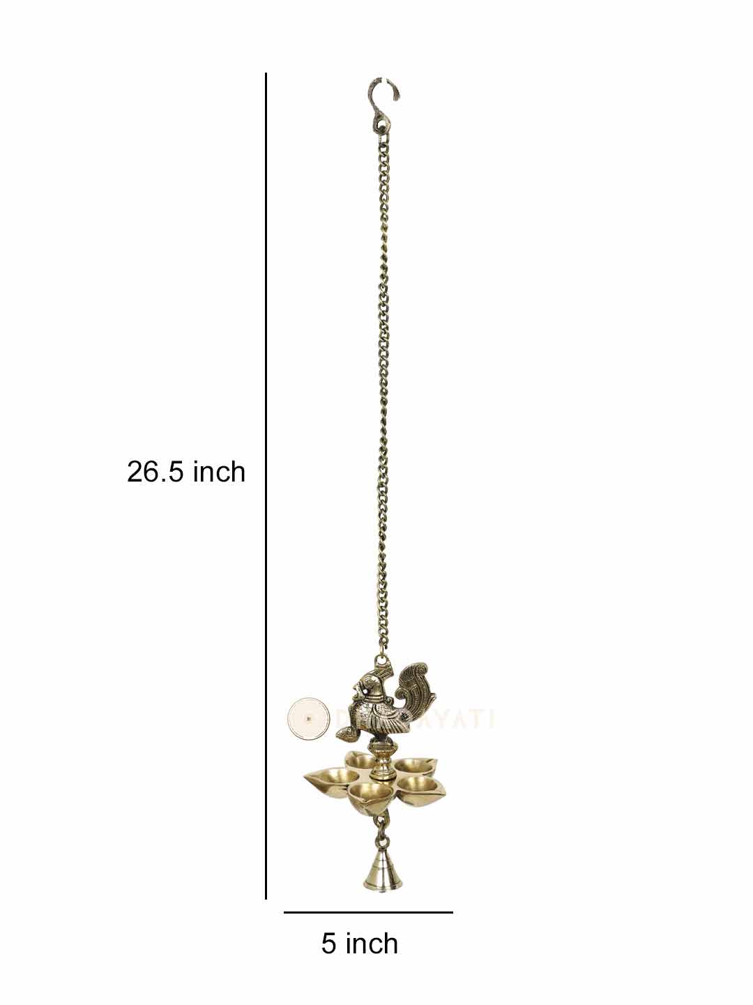 Brass Pancham Chain Bird Hanging Diya