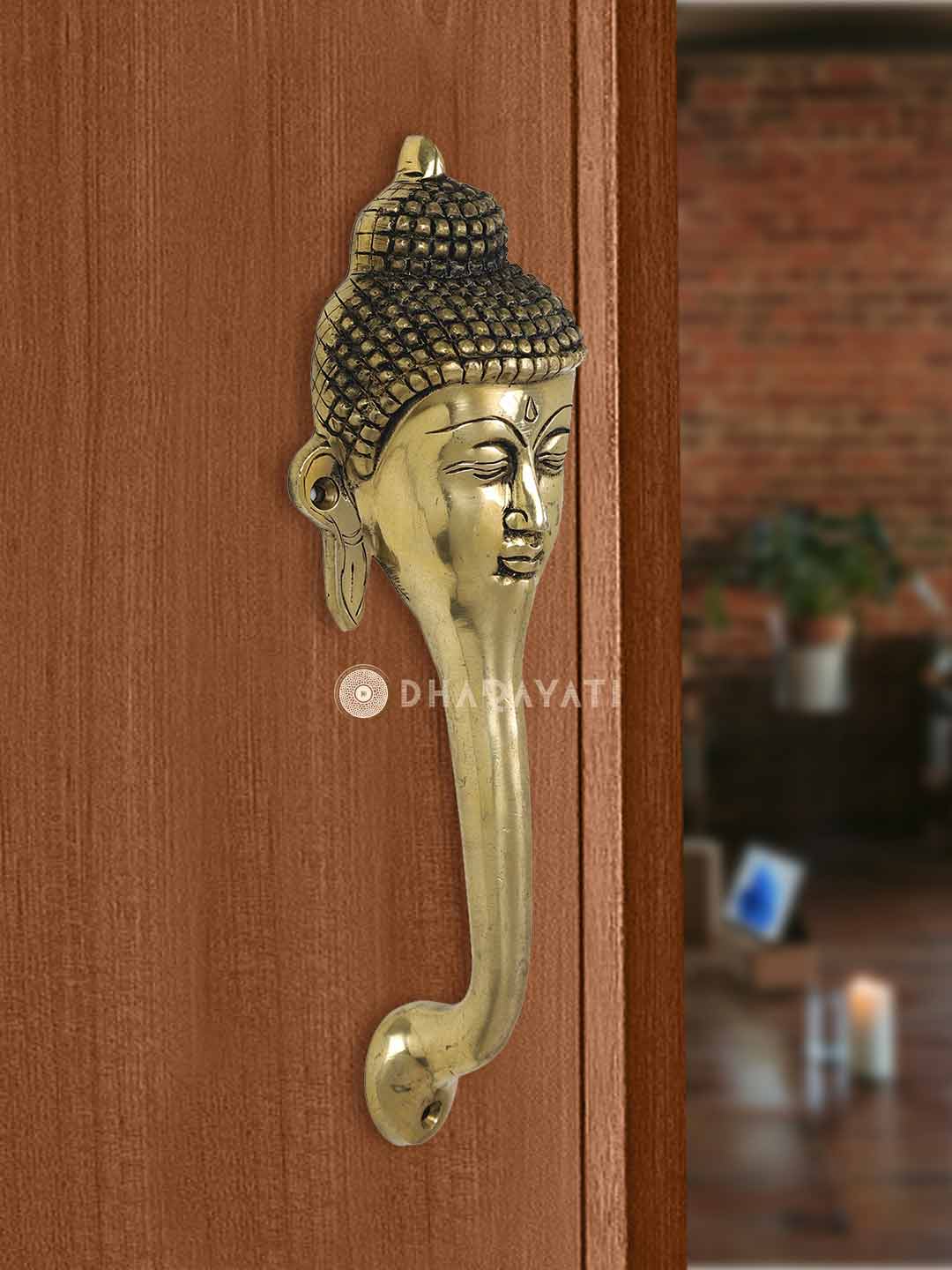 Buddha Design  Door Handle Decorative Brass