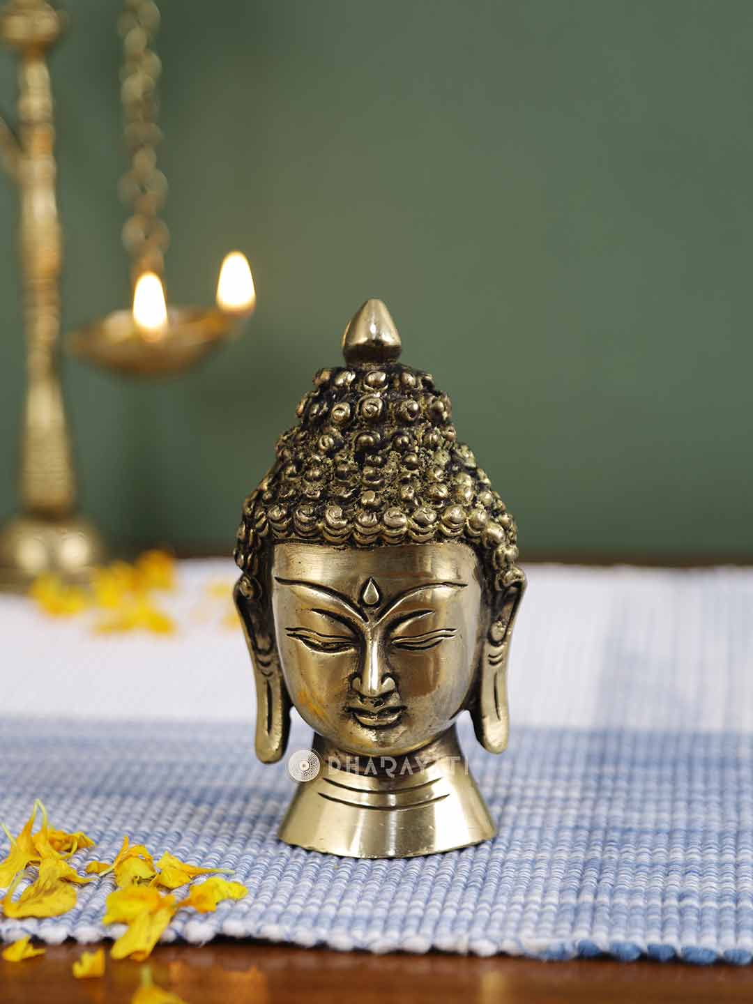 Buddha Small Round Base Decorative Brass Figurine