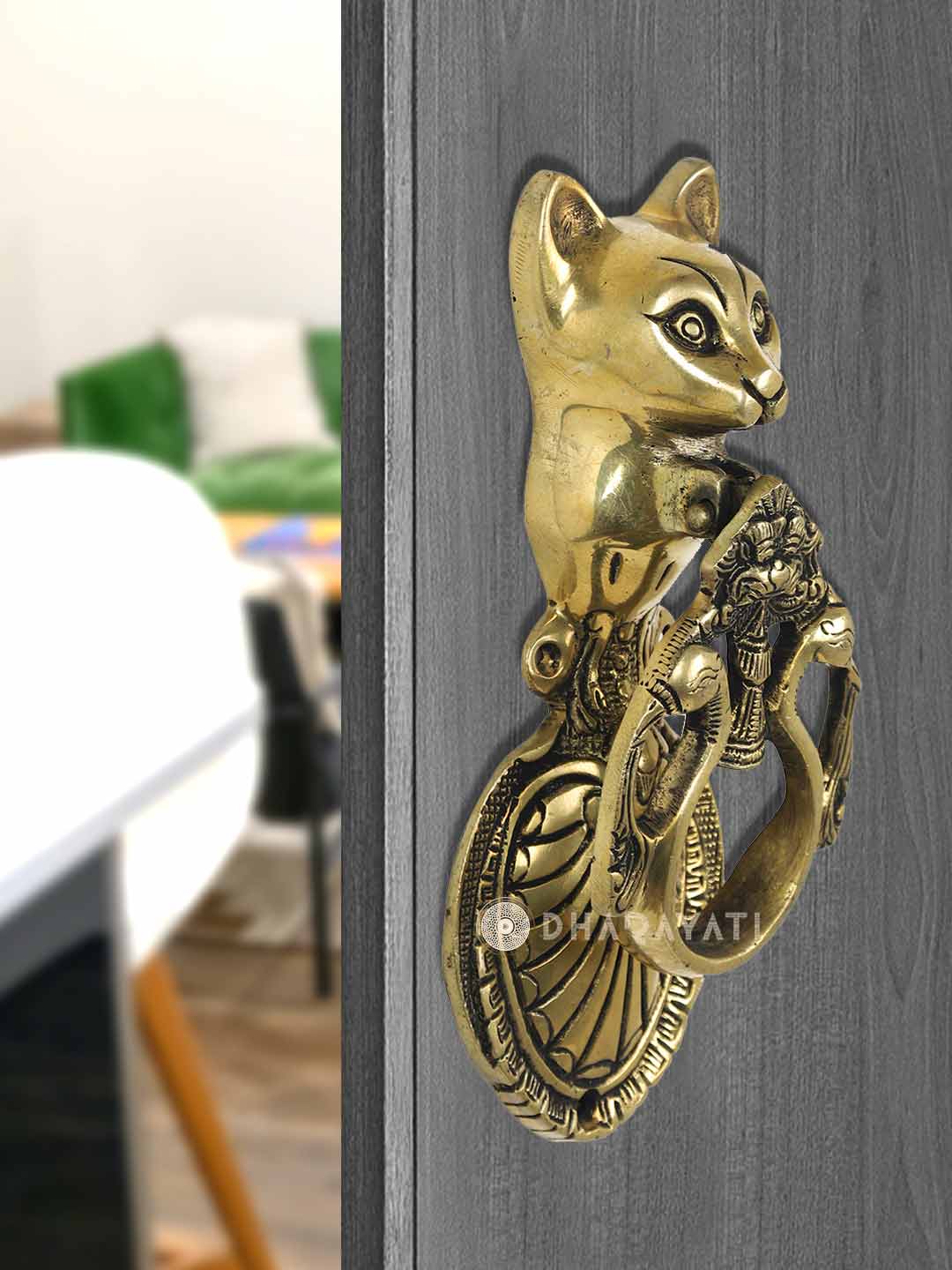 Cat Design Door Knocker Decorative Brass