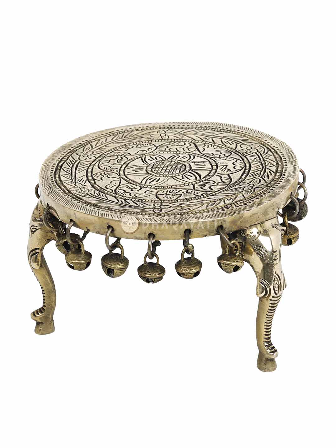 Brass Chowki 3 Legs With Ghungroo Decorative