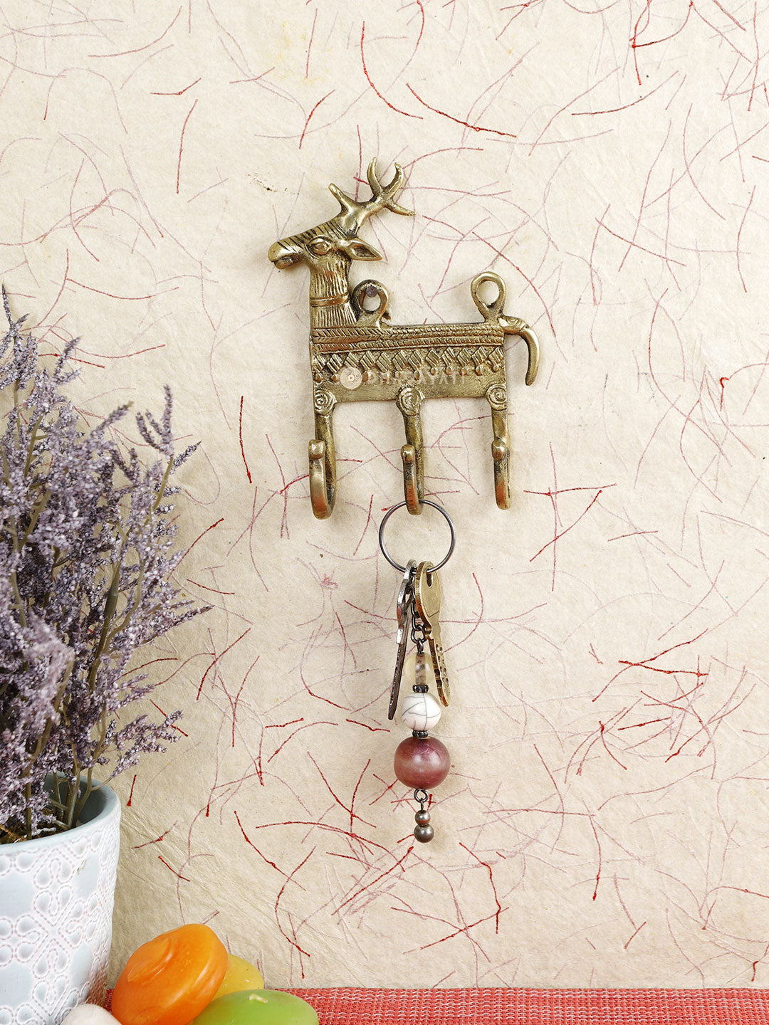 Deer Design Keys Wall Hook With 3 Hooks