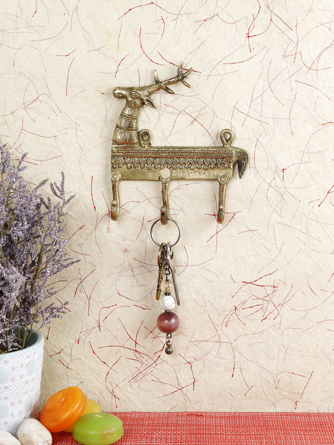 Deer Design Keys Wall Hook With 3 Hooks