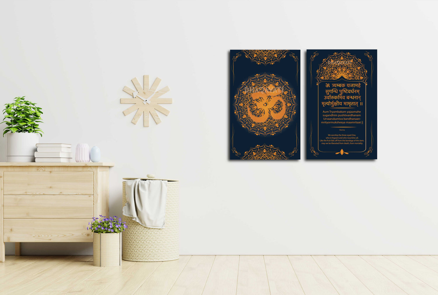 Divine Resonance: Maha Mrityunjaya Mantra Glass Wall Art - Harness the Power of Healing Chants