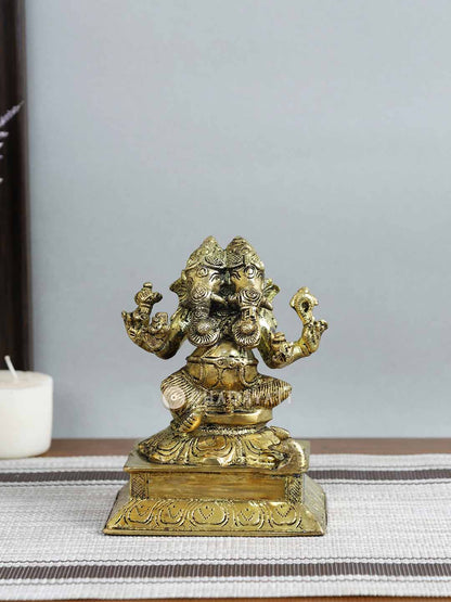 Ganesha 2 Head Decorative Brass Figurine