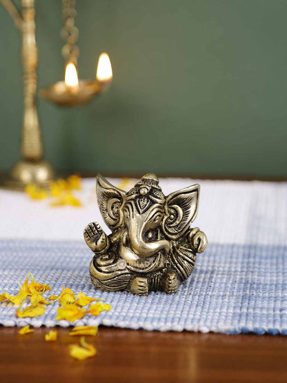 Blessing Ganesha Decorative Brass Figurine