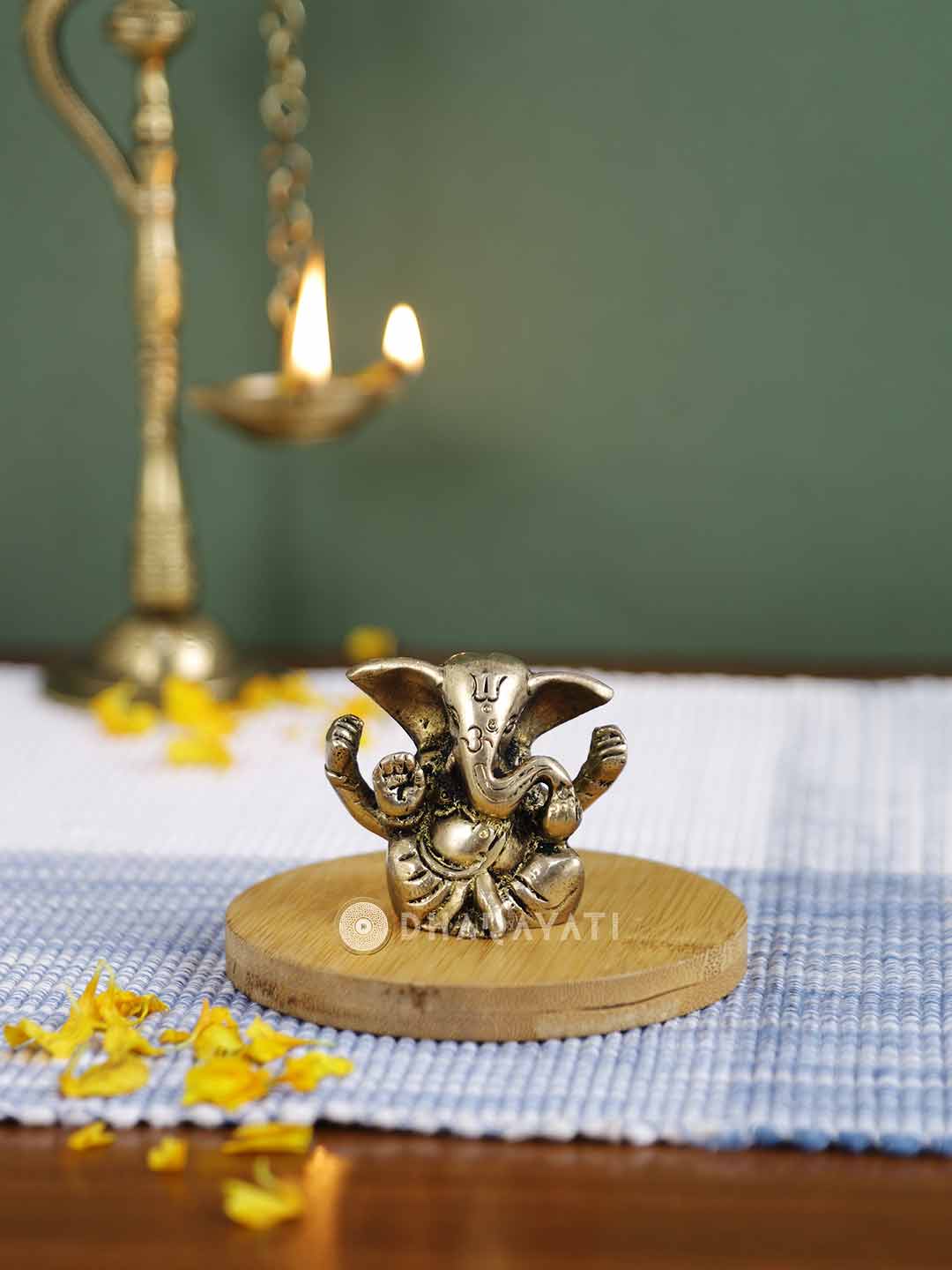 Ganesh 4 Hands Decorative Brass Figurine