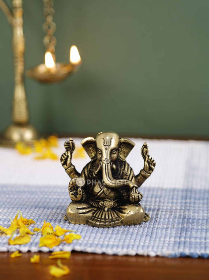 Ganesh 4 Hands Decorative Brass Figurine