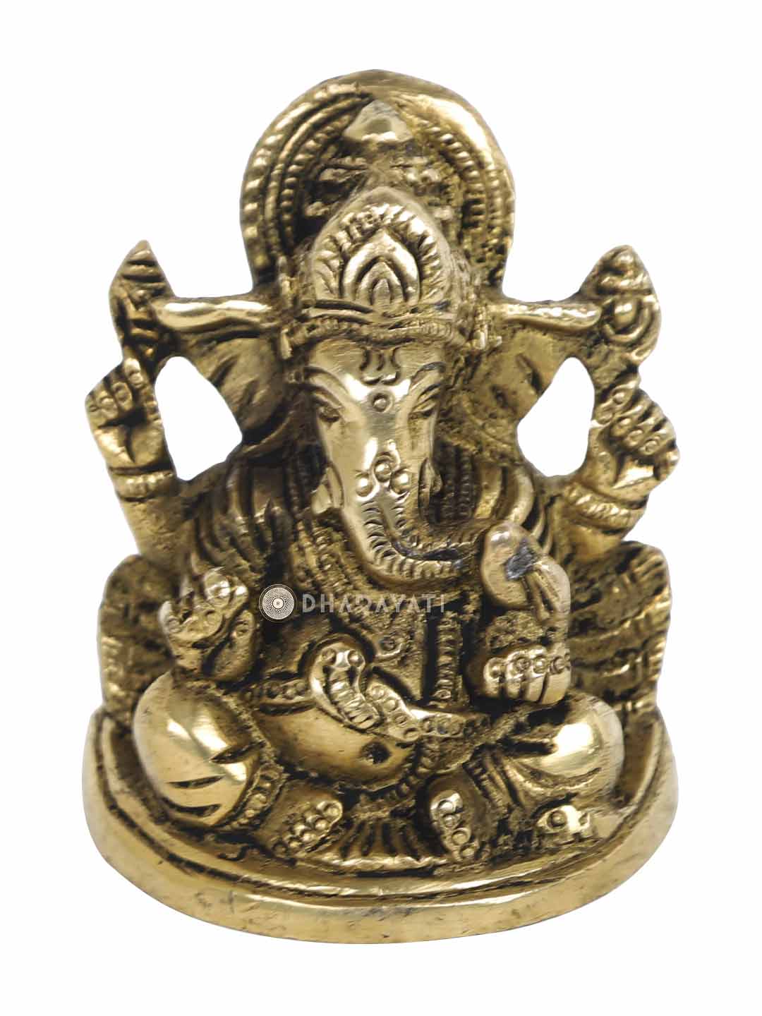 Brass Ganesh Figurine 4 Hands Decorative